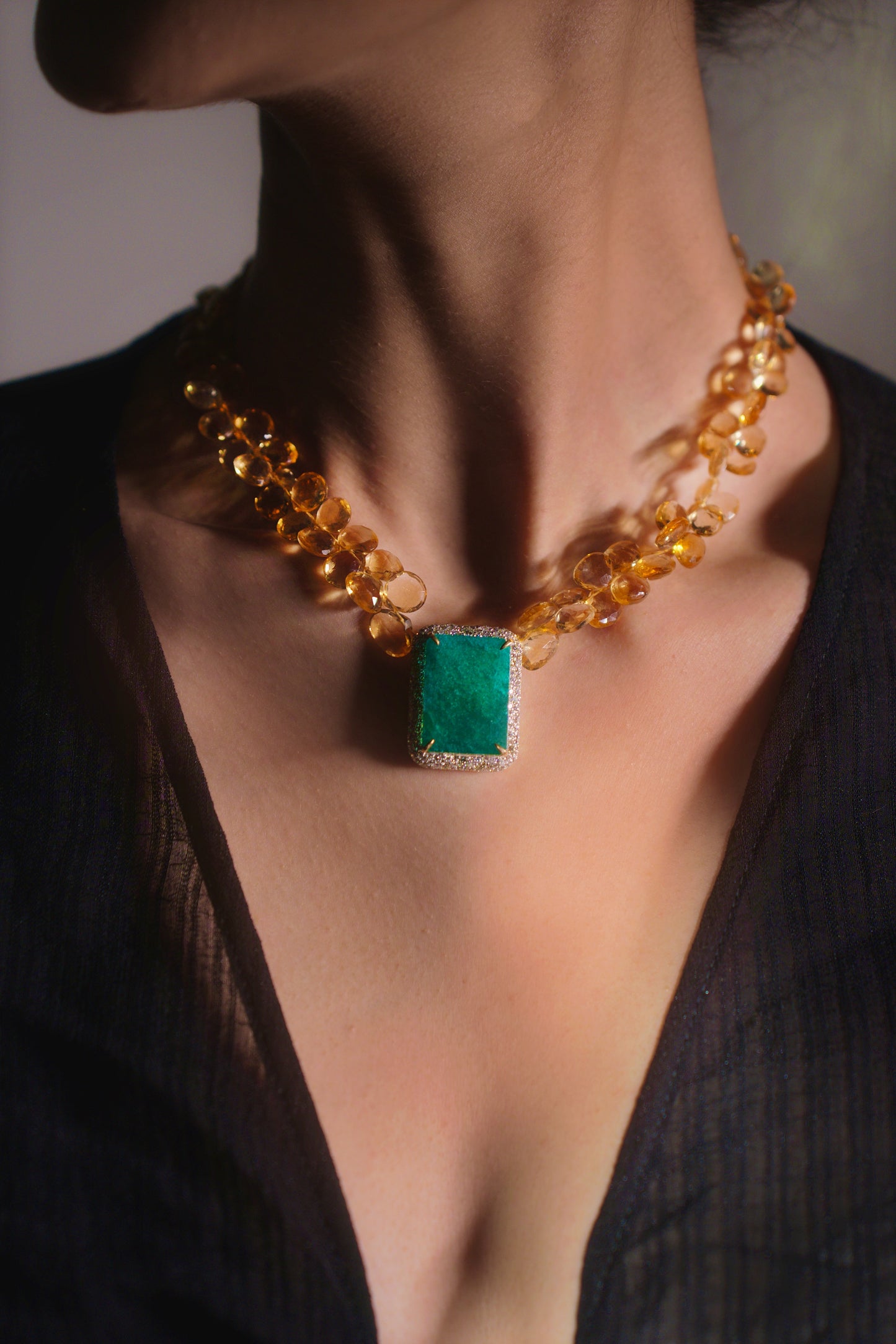 Yellow Citrine Necklace