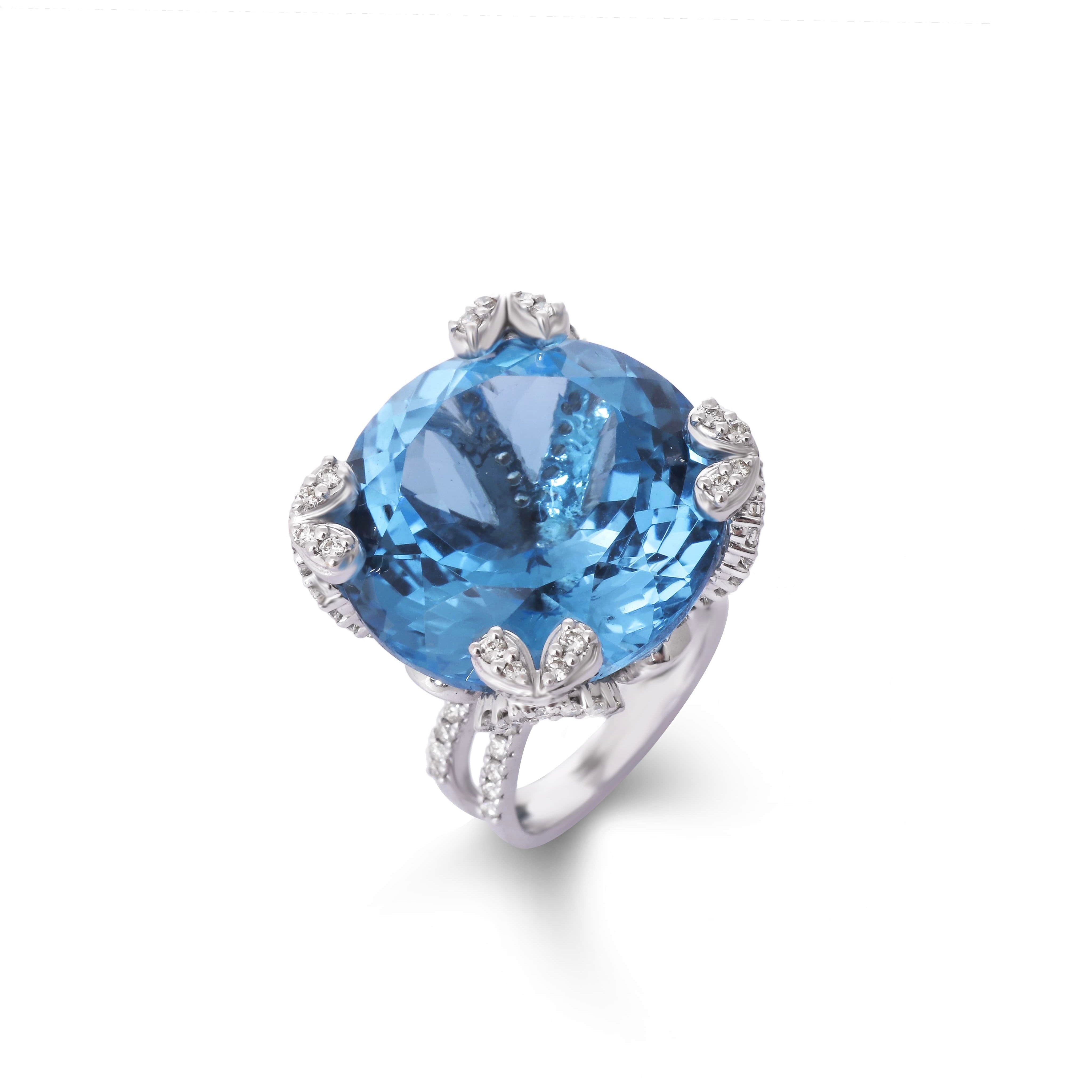 Estate large Blue Topaz & Diamond Ring (over 8 cts!), only $995